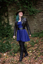 Load image into Gallery viewer, Playful Black Cats Skater Dress Purple