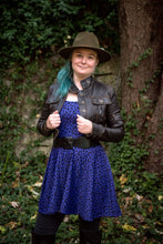 Load image into Gallery viewer, Playful Black Cats Skater Dress Purple