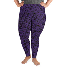 Load image into Gallery viewer, Playful Black Cats Plus Size Leggings Purple