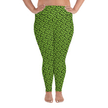 Load image into Gallery viewer, Playful Black Cats Plus Size Leggings Green