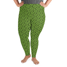 Load image into Gallery viewer, Playful Black Cats Plus Size Leggings Green