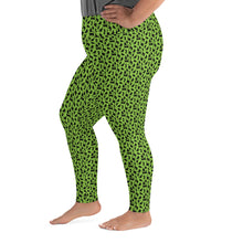 Load image into Gallery viewer, Playful Black Cats Plus Size Leggings Green