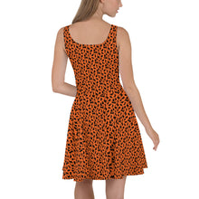 Load image into Gallery viewer, Playful Black Cats Skater Dress Orange