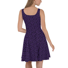 Load image into Gallery viewer, Playful Black Cats Skater Dress Purple