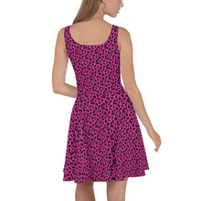 Load image into Gallery viewer, Playful Black Cats Skater Dress Pink