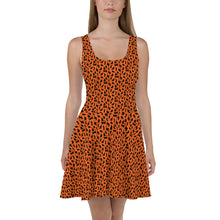 Load image into Gallery viewer, Playful Black Cats Skater Dress Orange