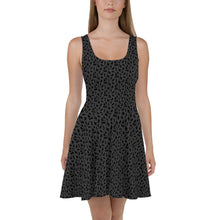 Load image into Gallery viewer, Playful Black Cats Skater Dress Grey