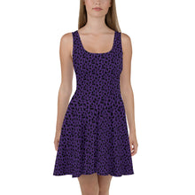 Load image into Gallery viewer, Playful Black Cats Skater Dress Purple