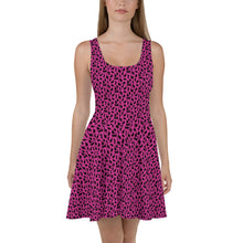 Load image into Gallery viewer, Playful Black Cats Skater Dress Pink