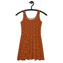 Load image into Gallery viewer, Playful Black Cats Skater Dress Orange