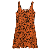Load image into Gallery viewer, Playful Black Cats Skater Dress Orange