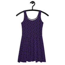 Load image into Gallery viewer, Playful Black Cats Skater Dress Purple