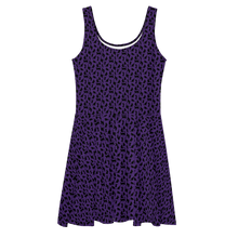 Load image into Gallery viewer, Playful Black Cats Skater Dress Purple