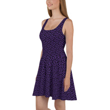 Load image into Gallery viewer, Playful Black Cats Skater Dress Purple