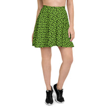 Load image into Gallery viewer, Playful Black Cats Skater Skirt Green