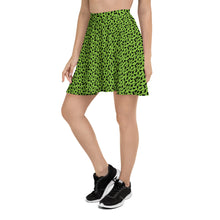 Load image into Gallery viewer, Playful Black Cats Skater Skirt Green