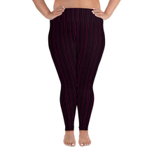 Load image into Gallery viewer, Thorn Stripe Plus Size Leggings in Black & Pink