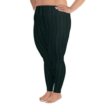 Load image into Gallery viewer, Thorn Stripe Plus Size Leggings in Black & Teal