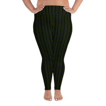 Load image into Gallery viewer, Thorn Stripe Plus Size Leggings in Black & Green