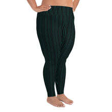 Load image into Gallery viewer, Thorn Stripe Plus Size Leggings in Black & Teal