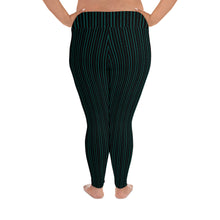 Load image into Gallery viewer, Thorn Stripe Plus Size Leggings in Black & Teal