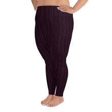 Load image into Gallery viewer, Thorn Stripe Plus Size Leggings in Black & Pink