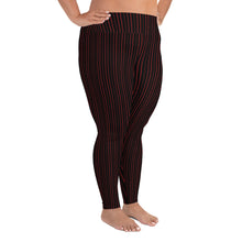 Load image into Gallery viewer, Thorn Stripe Plus Size Leggings in Black & Red