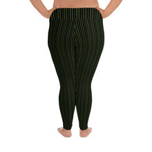Load image into Gallery viewer, Thorn Stripe Plus Size Leggings in Black & Green