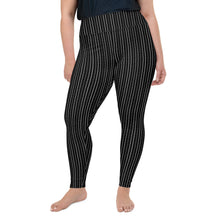 Load image into Gallery viewer, Thorn Stripe Plus Size Leggings in Black & White