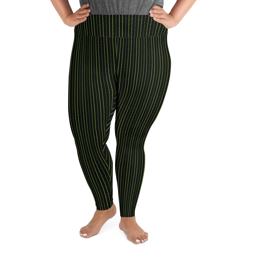 Thorn Stripe Plus Size Leggings in Black & Green – Witching Hour Design