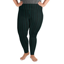 Load image into Gallery viewer, Thorn Stripe Plus Size Leggings in Black & Teal
