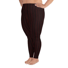 Load image into Gallery viewer, Thorn Stripe Plus Size Leggings in Black & Red