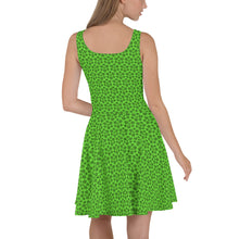 Load image into Gallery viewer, Triskele Skater Dress Lime Green & Black