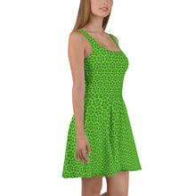 Load image into Gallery viewer, Triskele Skater Dress Lime Green & Black