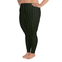 Load image into Gallery viewer, Thorn Stripe Plus Size Leggings in Black & Green