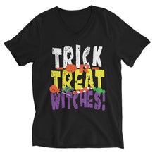 Load image into Gallery viewer, Trick or Treat Witches! Short Sleeve V-Neck T-Shirt