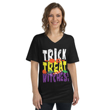Load image into Gallery viewer, Trick or Treat Witches! Short Sleeve V-Neck T-Shirt