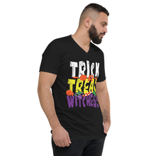 Load image into Gallery viewer, Trick or Treat Witches! Short Sleeve V-Neck T-Shirt