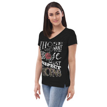 Load image into Gallery viewer, Those Who Want the Rose Must Respect the Thorns Recycled V-Neck T-Shirt