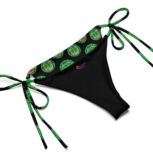 Summer Pumpkins on Black Recycled String Bikini