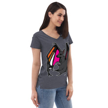 Load image into Gallery viewer, Pride Bat - Lesbian Pride Recycled V-Neck T-Shirt
