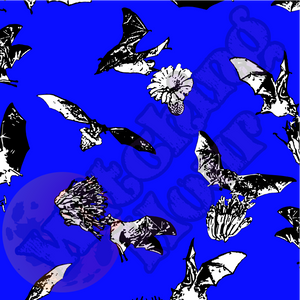 Bats & Flowers Yoga Leggings Blue