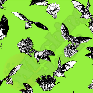 Bats & Flowers Yoga Leggings  Lime Green