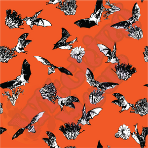 Bats & Flowers Skater Dress Orange