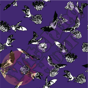 Plus Size Bats & Flowers Leggings Purple
