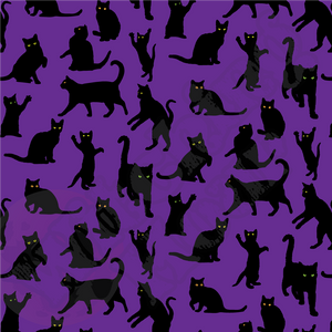 Playful Black Cats Plus Size Leggings Purple