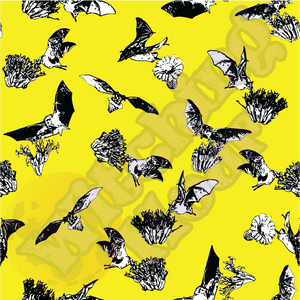 Plus Size Bats & Flowers Leggings Yellow