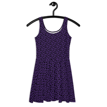 Load image into Gallery viewer, Playful Black Cats Skater Dress Purple
