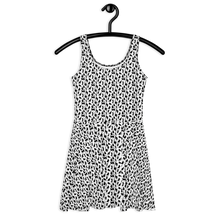 Load image into Gallery viewer, Playful Black Cats Skater Dress White
