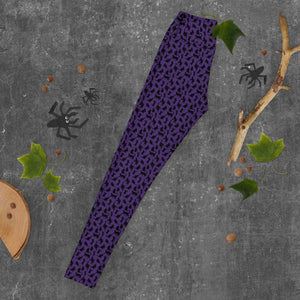 Playful Black Cats Leggings Purple